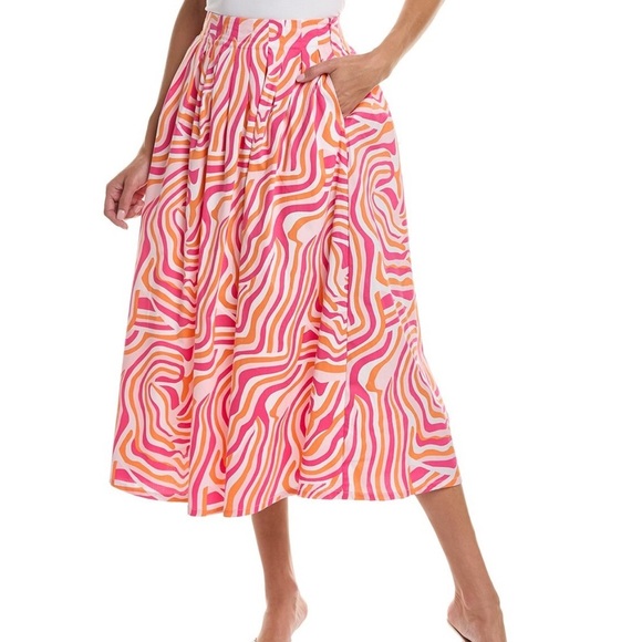 Solid & Striped The Lucy Skirt In Abstract Zebra Print Pink & Orange NWT - Picture 5 of 5